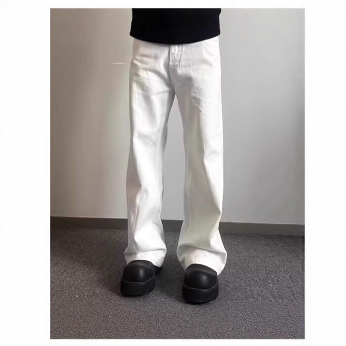 High-grade Loose Straight Wide Leg American High Street White Jeans Men - Image 2