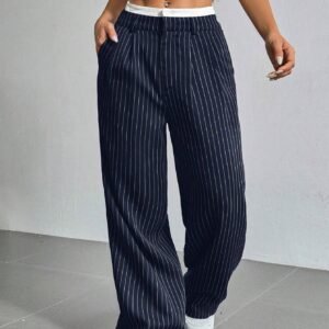 3Ef09B20-Cfb9-4243-9737-6F1800Baba17.Jpg Stripe Printed Trousers Fashion High Waist Straight Leg Pants With Pocket Zipper Casual Suit Pants For Women