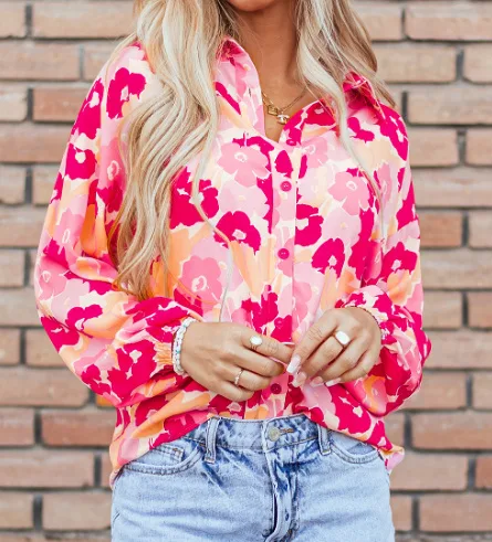 Floral Print Puff Sleeve Shirt