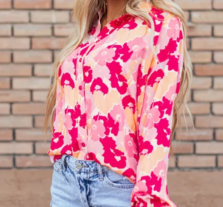 Floral Print Puff Sleeve Shirt