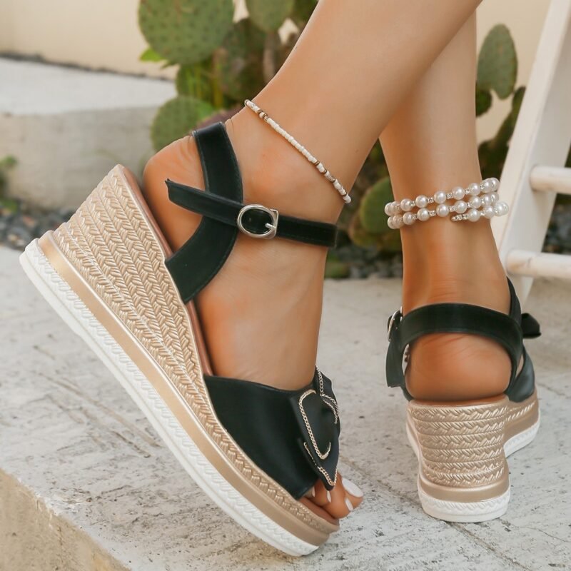 46A29E31-86A4-4030-8672-C6A766A6558E.jpg Wedge Summer Bow Buckle Peep Toe Sandals