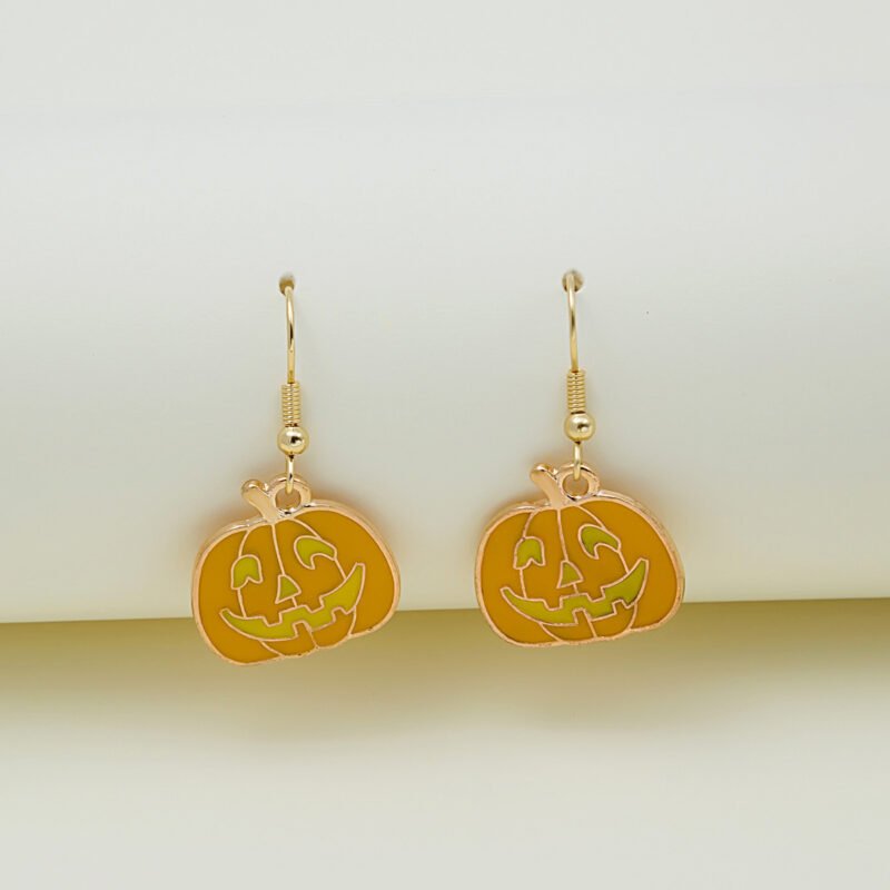487Dd45E-2E7A-4421-9A6C-82B338Ac5De5.Jpg Halloween Earrings Cute Pumpkin Spooky Oil Drip Alloy Earrings Jewelry