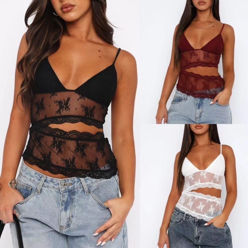 Lace Stitched Backless V-Neck Bralette