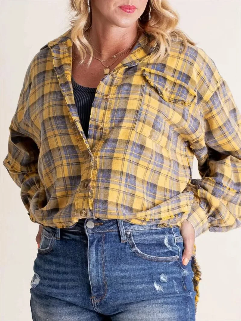 Stylish Tassel Plaid Shirt Coat For Effortless Autumn Winter Fashion