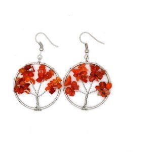 Natural Crystal Crushed Stone Tree Wishing Tree Earrings Crystal Tree Earrings Jewelry