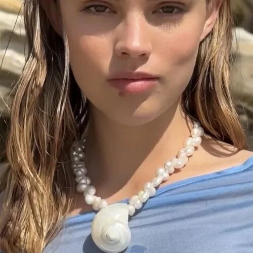 Baroque Pearl Conch Necklace