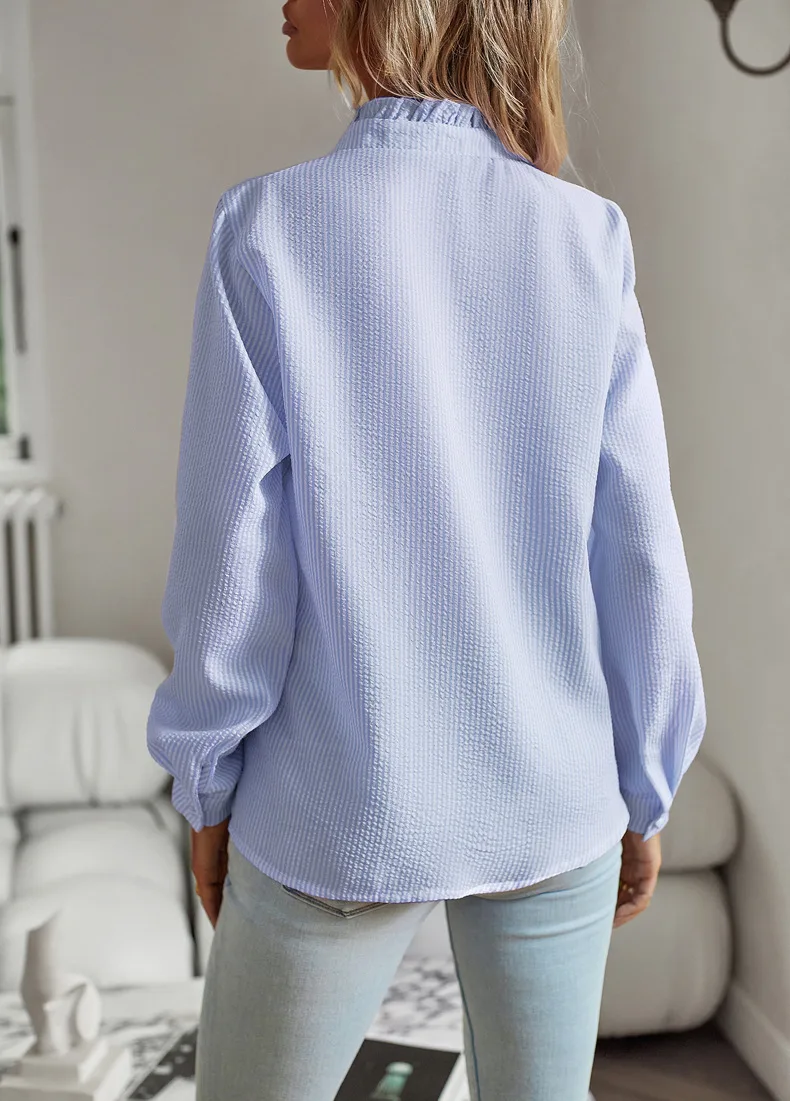Elegant Striped Long Sleeve Blouse For Modern Everyday Style