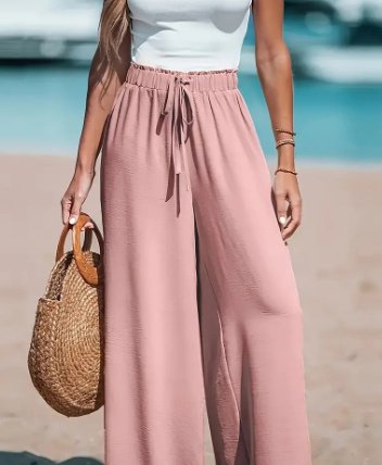 Women'S Drawstring Loose Casual Wide-Leg Trousers