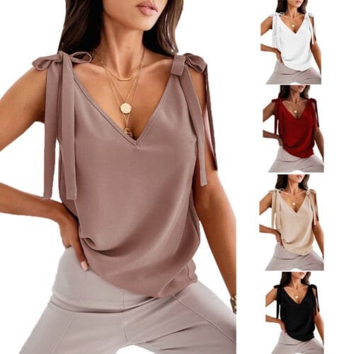 V Neck Satin Camisole Top