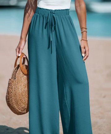 Women'S Drawstring Loose Casual Wide-Leg Trousers