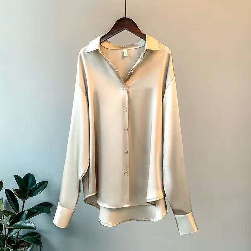 Women'S Long-Sleeved Satin Shirt