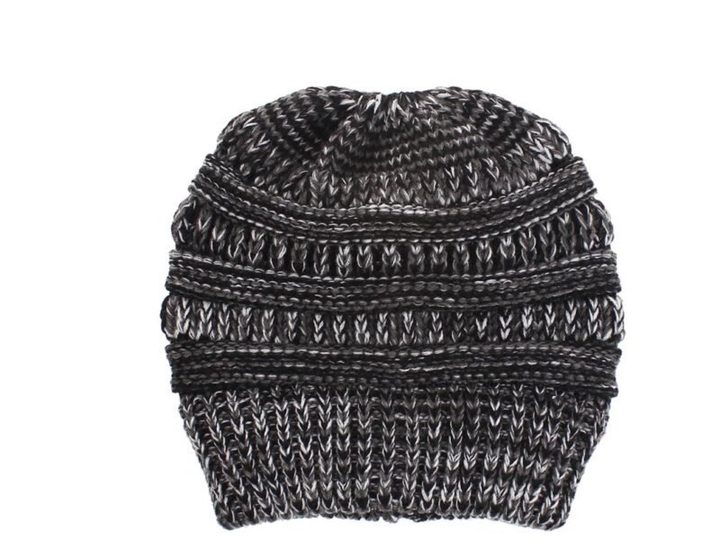 Mixed Color Knitted Wool Hat Ladies Non-Labeled Ponytail Hat