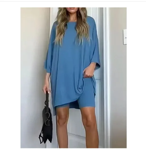 61D6F7Ea-441D-4D60-9C3B-5449E26Bf8C8.Jpg Summer Shorts Suit Fashion Loose Short-Sleeved T-Shirt And Slim Tight Pants Women'S Clothing