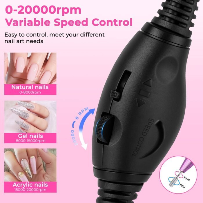 Professional Portable Electric Nail File Kit, Manicure With Nail Drill Bits - Image 5