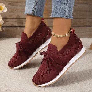Women'S Comfortable Fly Woven Mesh Lace-Up Casual Shoes