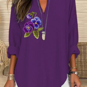 Women'S 3D Digital Printing Fashion Round Neck Loose Shirt