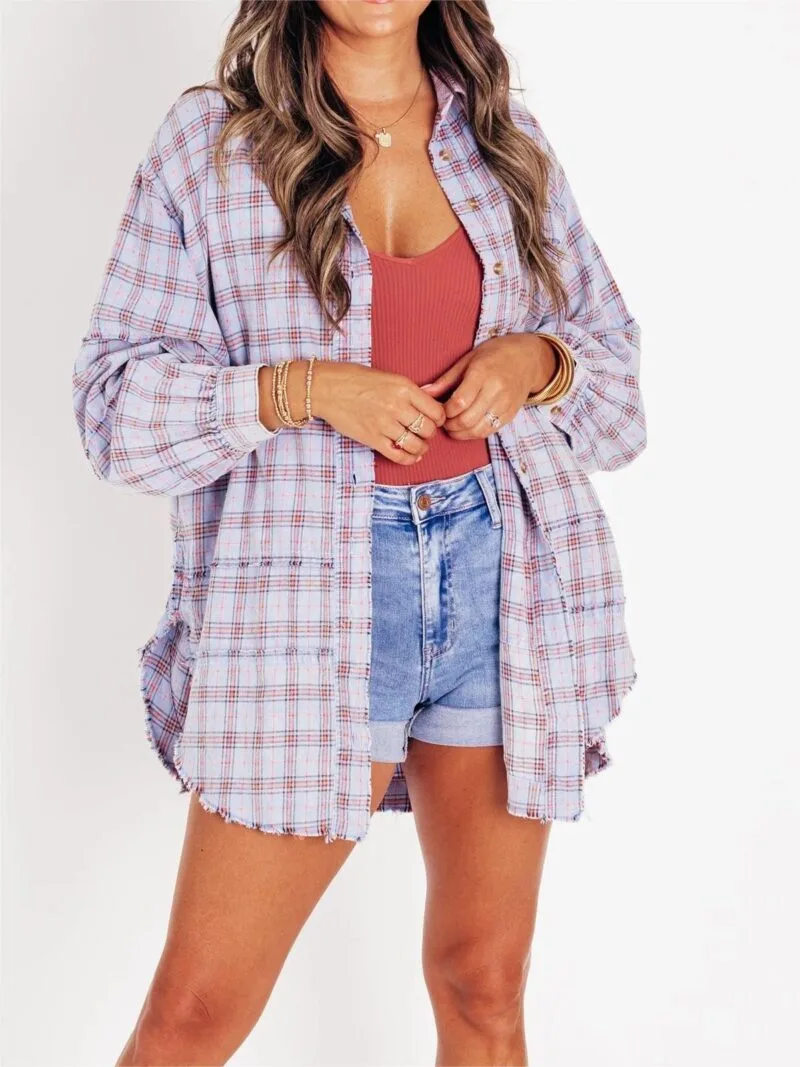 Stylish Tassel Plaid Shirt Coat For Effortless Autumn Winter Fashion