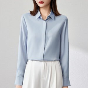 Graceful Satin Top Ol Business Clothing Shirt For Women