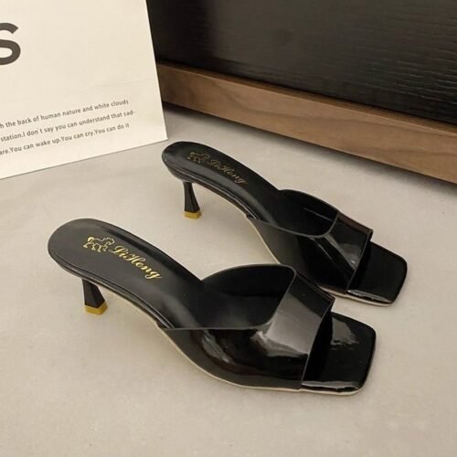 All-matching Stiletto Patent Leather High Heel Slippers