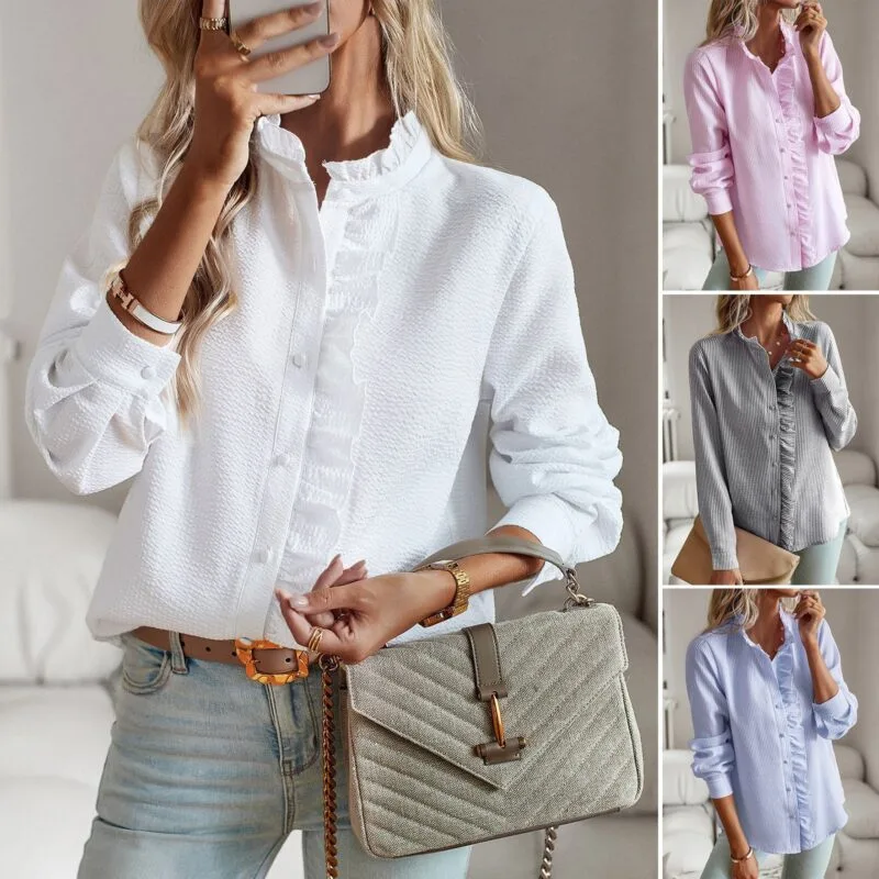 Elegant Striped Long Sleeve Blouse