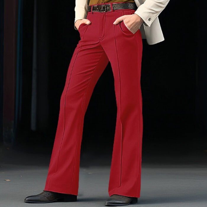 Men's Formal Wear Twill Stretch Slim Solid Color Bell-bottom Pants - Image 6