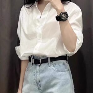 White Cotton Shirt Women'S Long Sleeve