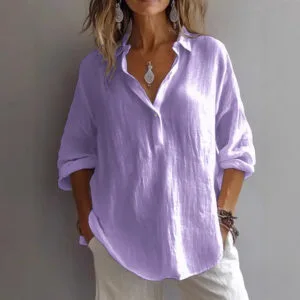 Women’s Loose Lapel Pullover Shirt