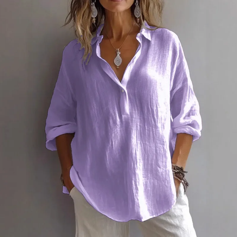 Women’s Loose Lapel Pullover Shirt