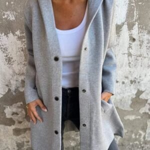 Casual Hooded Single-Breasted Cardigan Fashion Loose Solid Color Jacket Spring And Autumn Women'S Clothing
