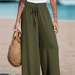 Women'S Drawstring Loose Casual Wide-Leg Trousers