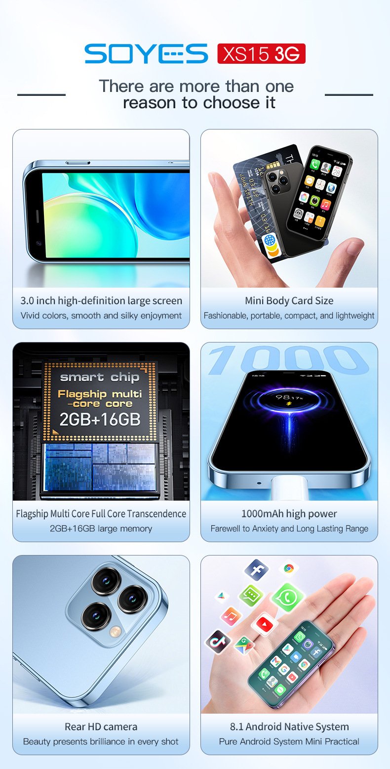 S23Pro &Amp; Xs15 Mini Smart Small Mobile Phone 30 Screen 2G 16G Android 3G Network Wifi