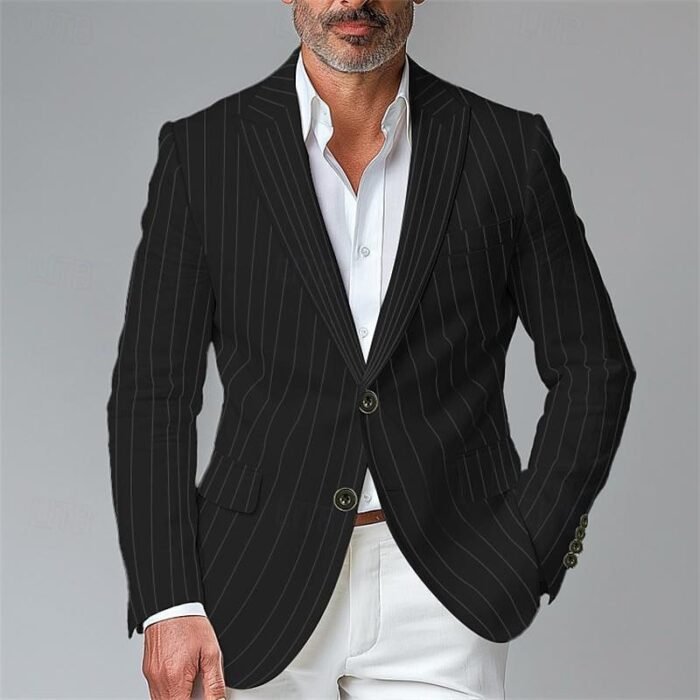 Single Row Two Button Plaid Blazer Men - Image 6
