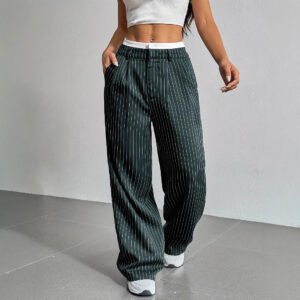7Dcc245A-De69-4391-B7D5-Db16244D0Ccc.jpg Stripe Printed Trousers Fashion High Waist Straight Leg Pants With Pocket Zipper Casual Suit Pants For Women