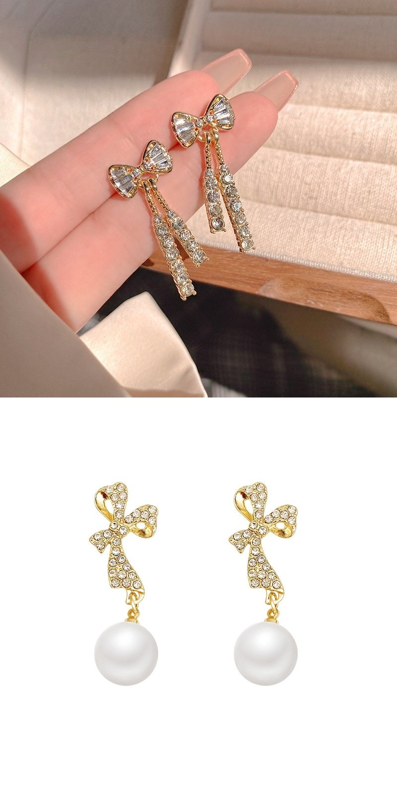 Ins Butterfly Earrings With Rhinestones Fashion Temperament Jewelry