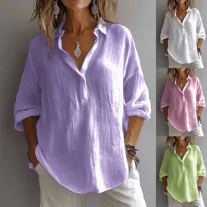 Women’s Loose Lapel Pullover Shirt