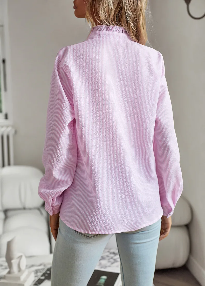 Elegant Striped Long Sleeve Blouse For Modern Everyday Style