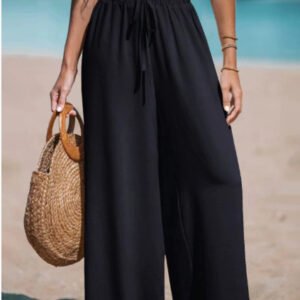Women'S Drawstring Loose Casual Wide-Leg Trousers