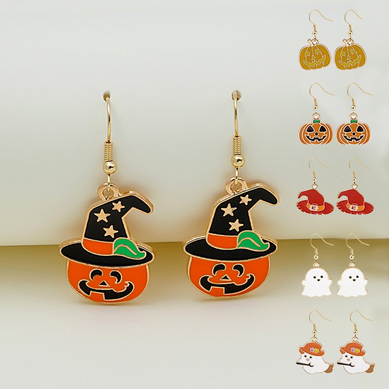 8832F84F-Fdd1-40E7-Bff1-C75E09Ff0Cb5.Jpg Halloween Earrings Cute Pumpkin Spooky Oil Drip Alloy Earrings Jewelry