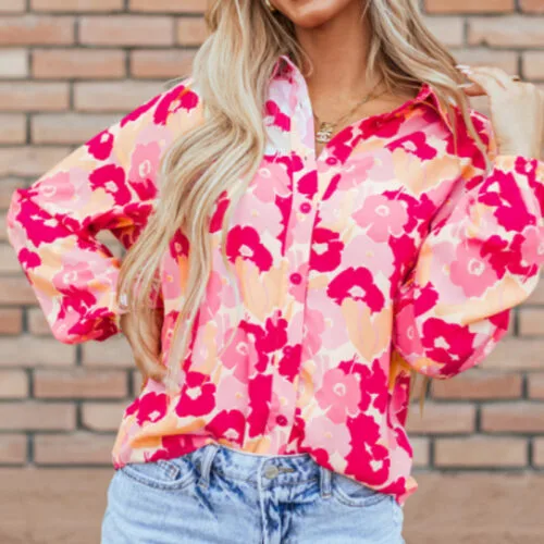 Floral Print Puff Sleeve Shirt