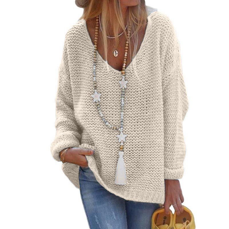 V-Neck Long Sleeve Knit Top