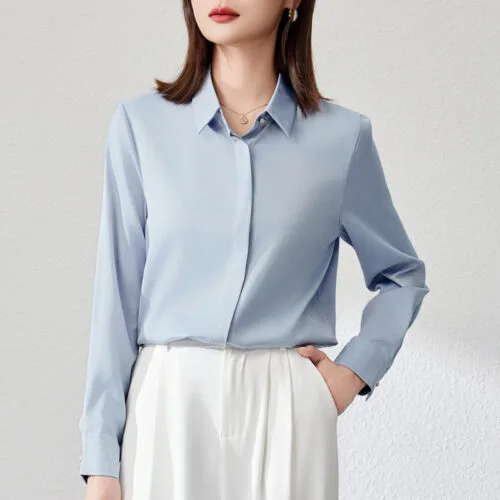 Women Satin Office Shirt Women Satin Office Shirt