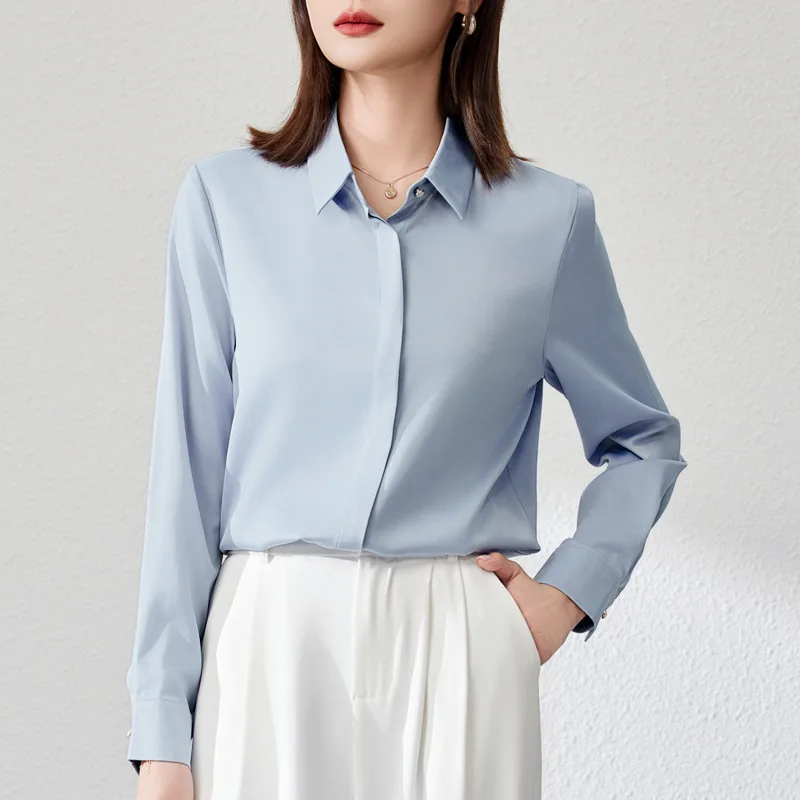 Women Satin Office Shirt Women Satin Office Shirt