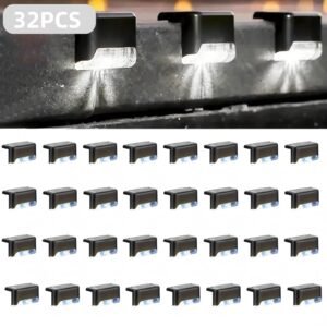 32&Amp;16 Pcs Solar Deck Lights Outdoor Solar Step Lights Waterproof Led Solar Lights For Outdoor Stairs Step Fence Yard Patio And Pathway Family'S Gifts  Warm White