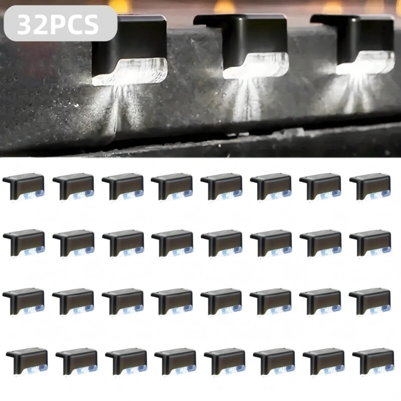 32&Amp;16 Pcs Solar Deck Lights Outdoor Solar Step Lights Waterproof Led Solar Lights For Outdoor Stairs Step Fence Yard Patio And Pathway Family'S Gifts  Warm White