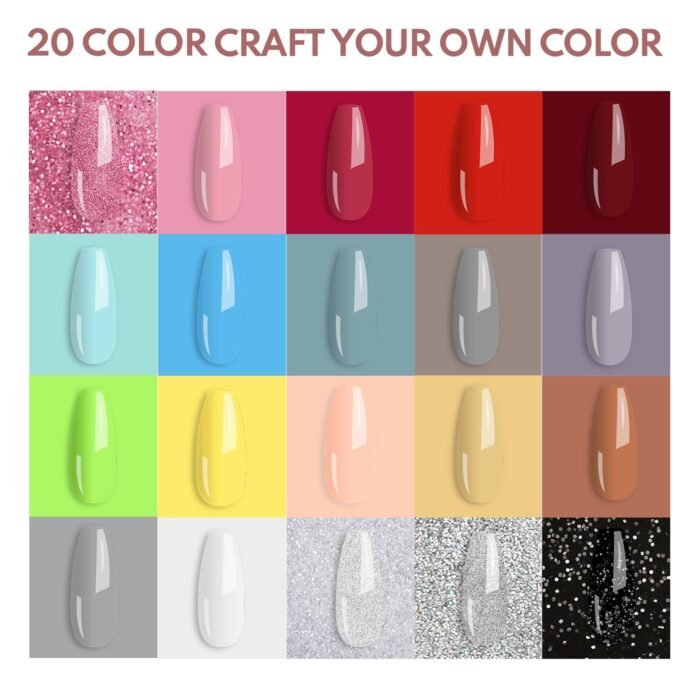 20 Colors Fast Acrylic Nail Kit Dip Powder Nail Kit Starter W Drill And UV Light - Image 2
