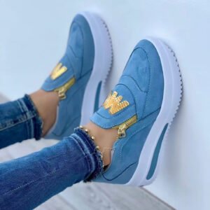 Large Size Sports Shoes Flat Solid Color Women'S Casual Sneakers