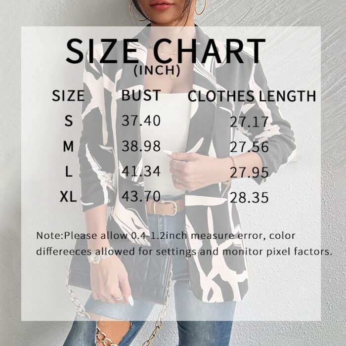 Women's Abstract Print Blazer Button Front Lapel Long Sleeve Office Blazer Elegant Work Jacket For Women - Image 5