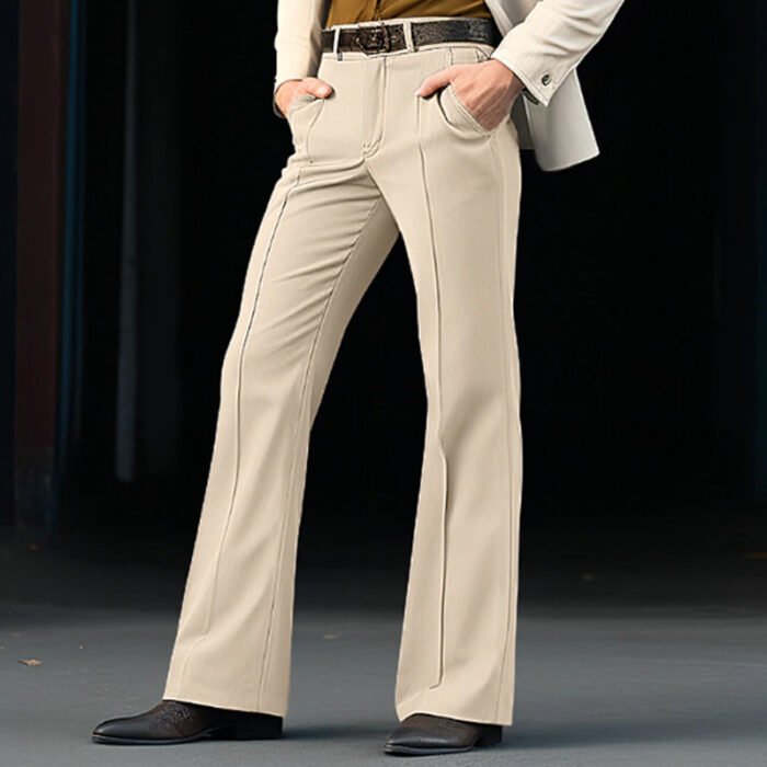 Men's Formal Wear Twill Stretch Slim Solid Color Bell-bottom Pants - Image 10