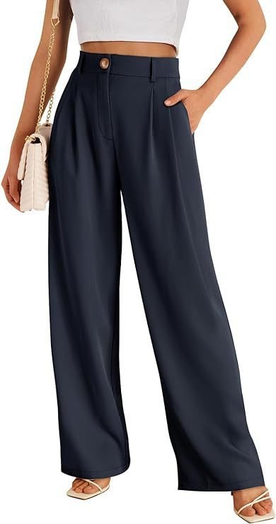 Casual Wide Leg Business Pants Women'S High Waist Formal Trousers