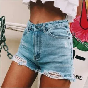 9348140677083.Jpg Women’s Retro Ripped Denim Shorts